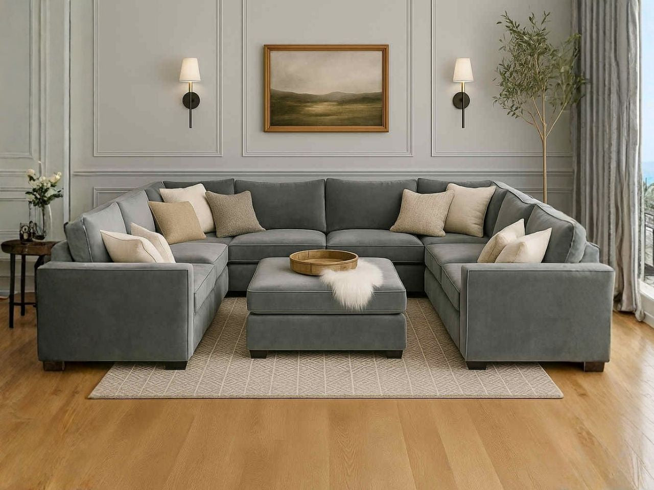 Custom 9-pc with Ottoman Cloud Modular Sectional view 2