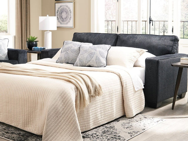 Altari queen sofa sleeper with chenille memory foam pull-out, styled in Victoria