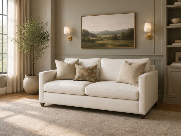 Amara custom sofa styled in the Showhome Furniture Victoria showroom