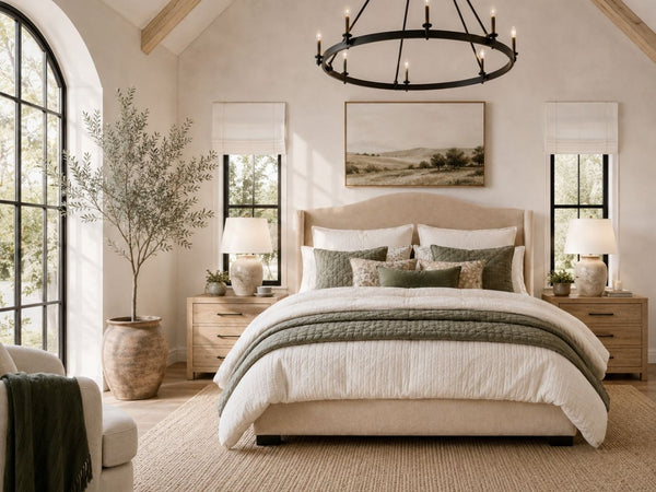 Canadian-made solid wood bed styled in a Victoria bedroom