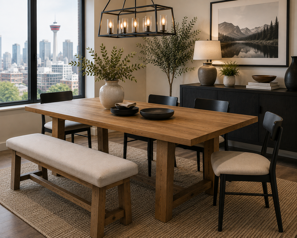 Canadian-made solid wood dining table in a Victoria home