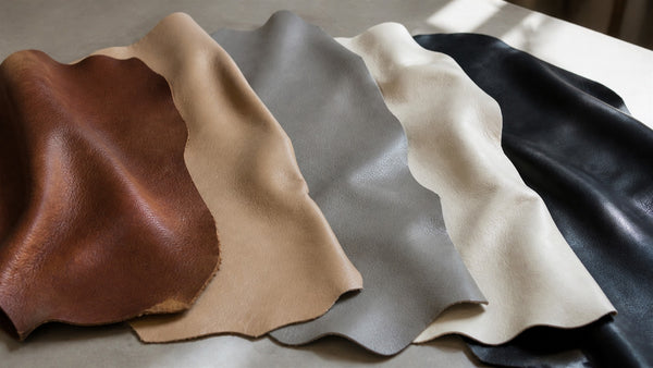Leather colour and grade swatches for selection in a Victoria showroom