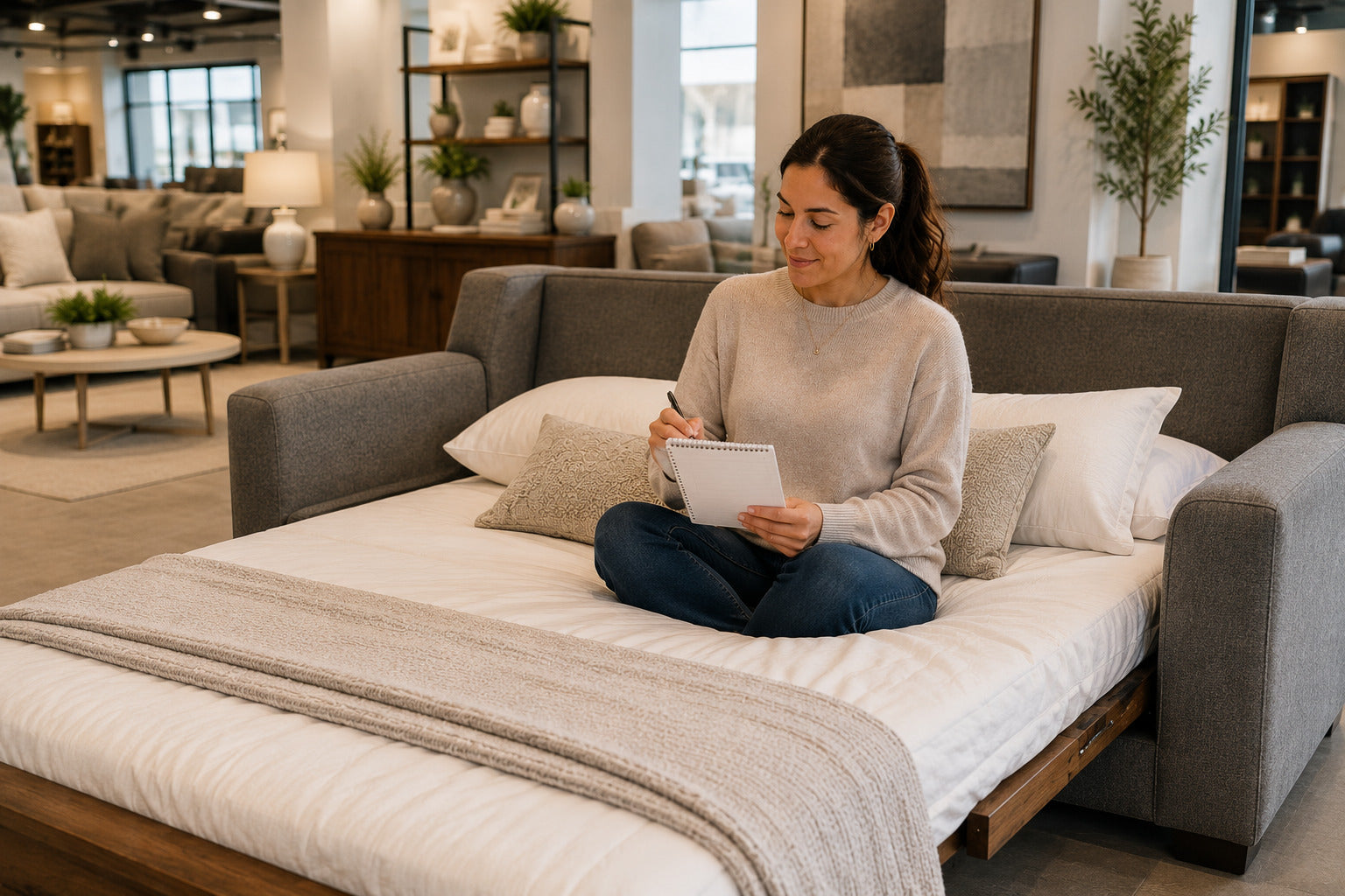 Sofa bed buying checklist in the Showhome Furniture Victoria showroom