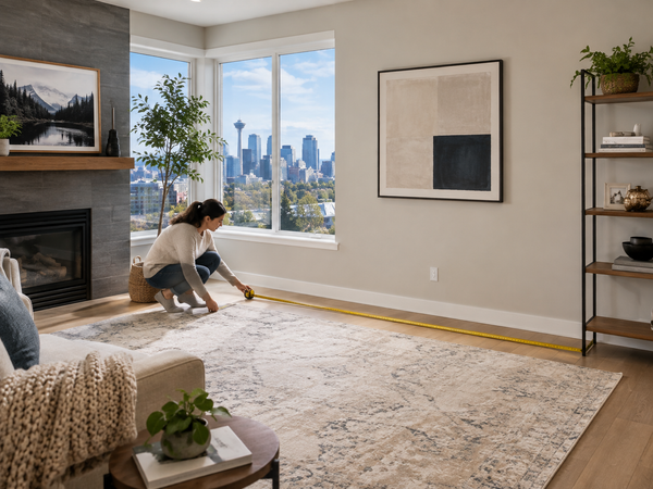 Victoria homeowner measuring a living room for a new sofa