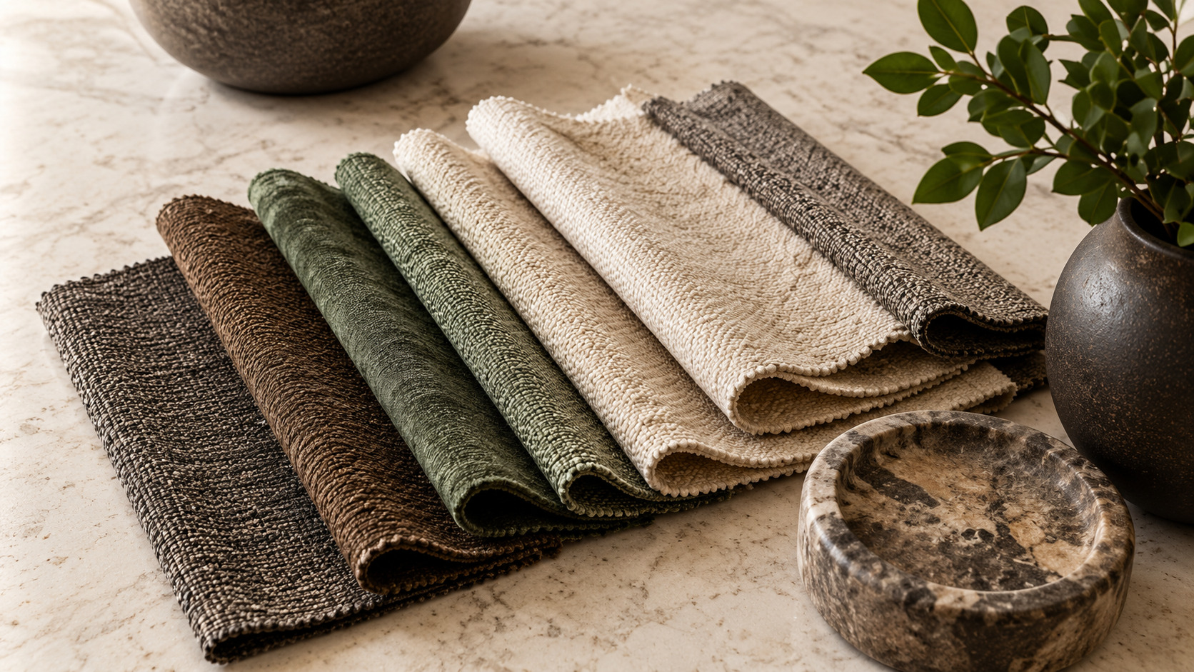 Fabric swatches for custom furniture at Showhome Furniture
